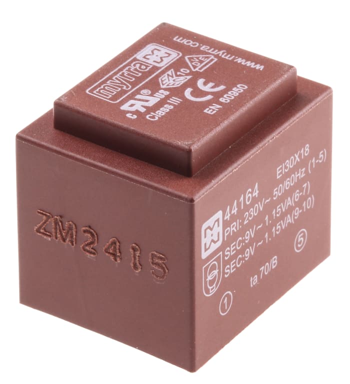 Transformateur pour circuit imprimé Myrra, 9V c.a., 230V c.a., 2.3VA, 2 sorties