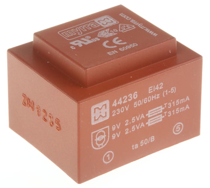 Myrra 9V ac 2 Output Through Hole PCB Transformer, 5VA