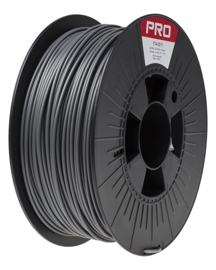 RS PRO 2.85mm Grey PLA-X3 3D Printer Filament, 1kg