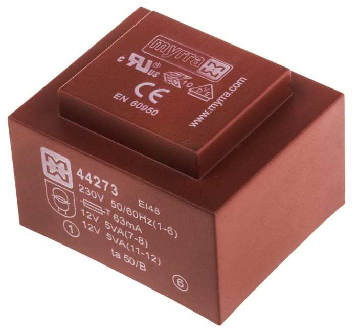 Myrra 12V ac 2 Output Through Hole PCB Transformer, 10VA