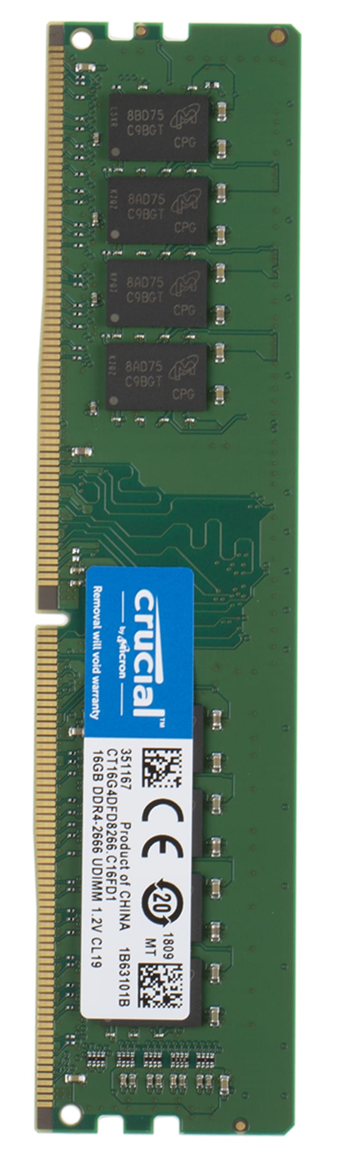 Crucial Basics 16GB DDR4 1.2V 2666Mhz CL19 UDIMM 288-pin RAM Memory Module  for Desktop, Green