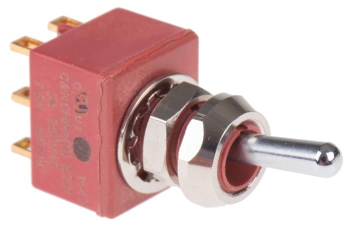 C & K Toggle Switch, Panel Mount, On-On, DPDT, Solder Terminal