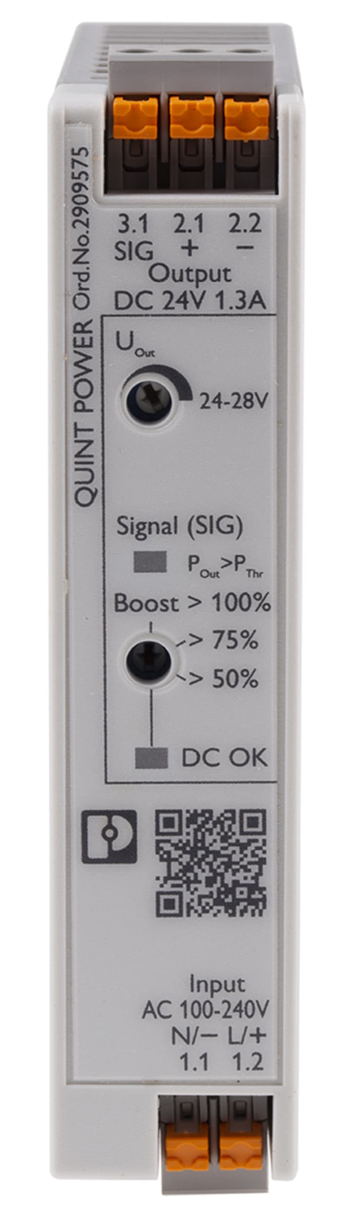 Alimentation pour rail DIN Phoenix Contact, série QUINT4-PS/1AC/24DC/1.3/PT, 24V c.c.out 1.3A, 30W