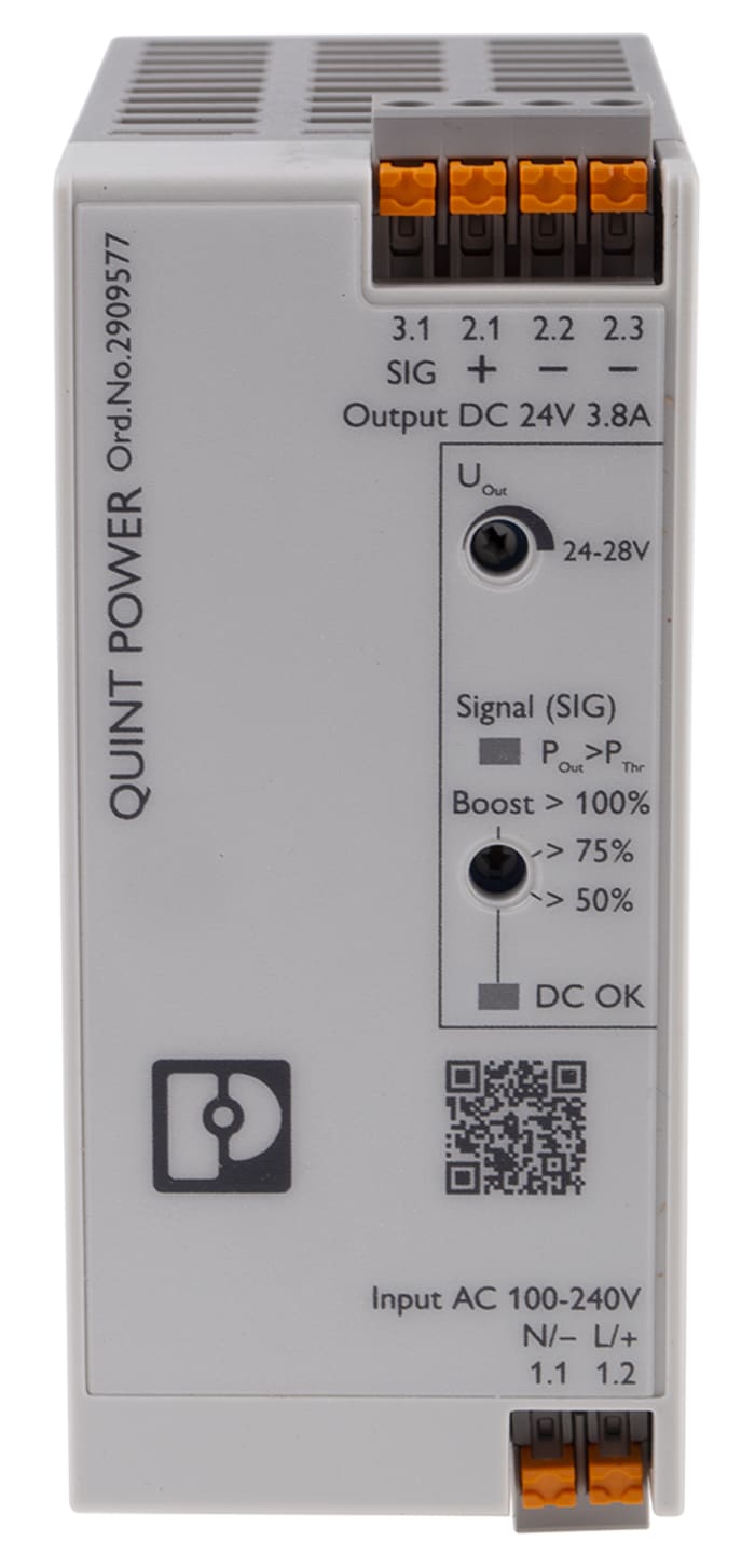 Phoenix Contact QUINT POWER Switched Mode DIN Rail Power Supply, 100 → 240 V ac / 110 → 250V dc ac, dc