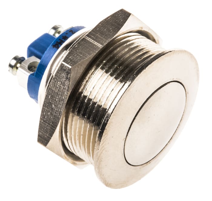 APEM Push Button Switch, Momentary, Panel Mount, 22.2mm Cutout, SPST, 24/48V dc