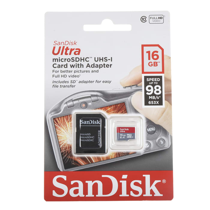 Sandisk 16 GB MicroSDHC Micro SD Card, Class 10, UHS-1 U1