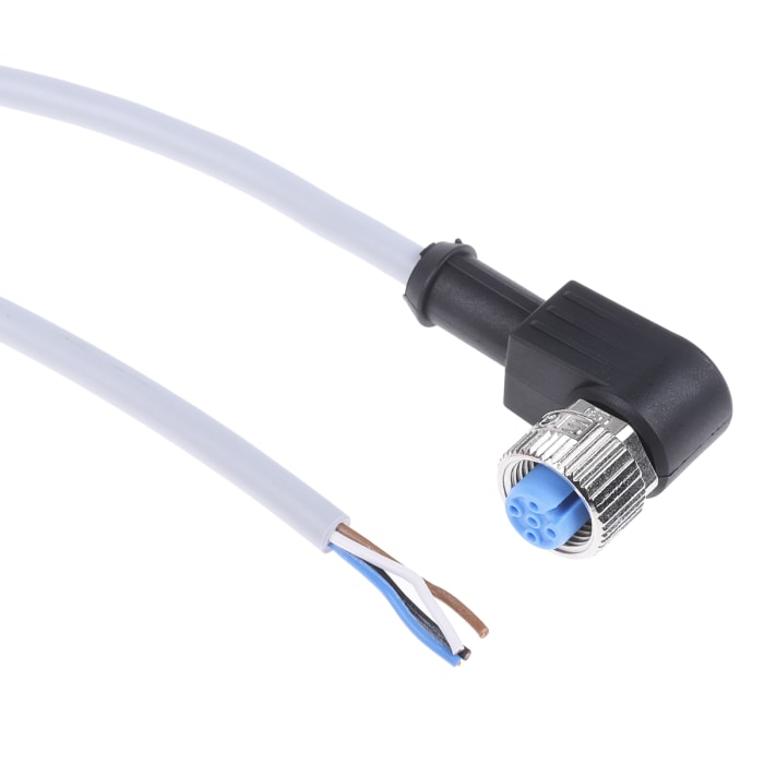 SICK Right Angle Female 4 way M12 to 4 way Unterminated Sensor Actuator Cable, 5m