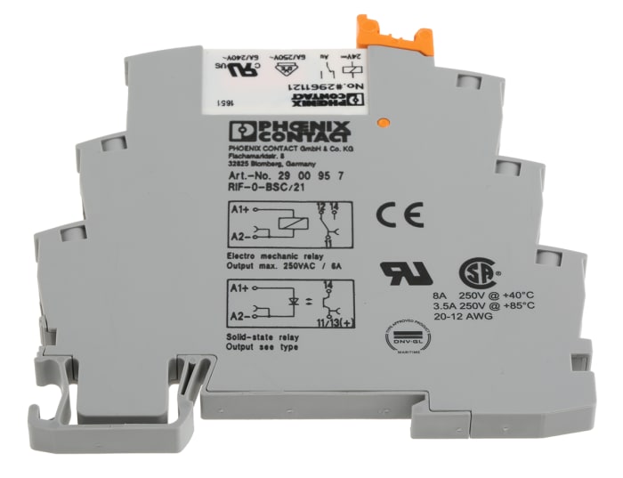 Phoenix Contact RIF-0-RSC-24DC/21AU Series Interface Relay, DIN Rail Mount, 24V dc Coil, SPDT, 1-Pole