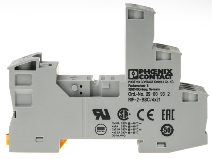 2900932 Phoenix Contact Phoenix Contact RIF2BSC Relay Socket for use with Relays, DIN Rail