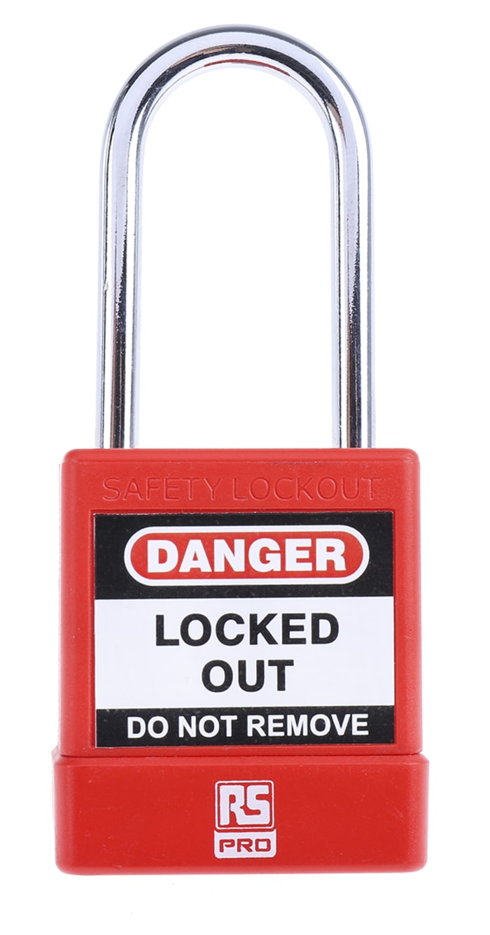 RS PRO Red 1-Lock ABS, Steel Safety Lockout Padlocks, 5mm Shackle, 46mm Attachment