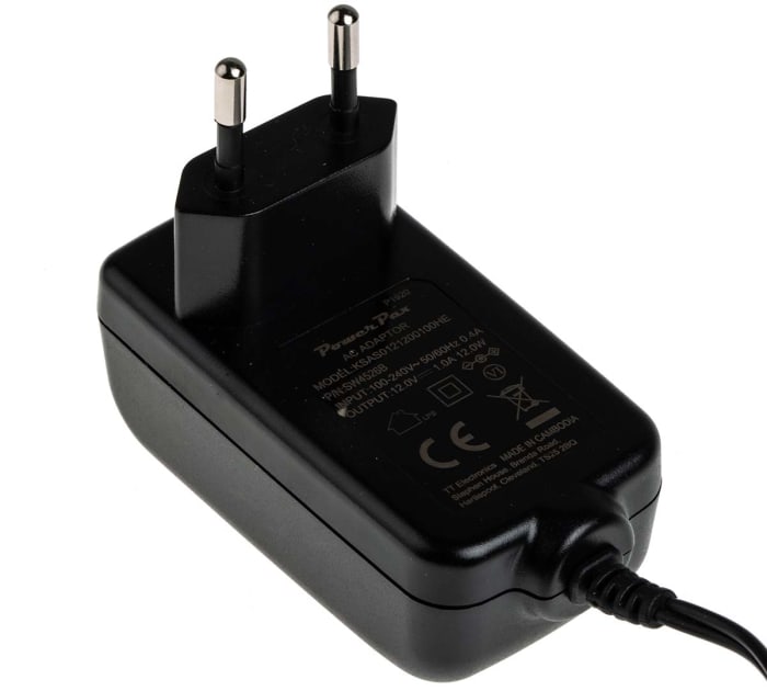 RS PRO 12W Plug-In AC/DC Adapter 12V dc Output, 1A Output