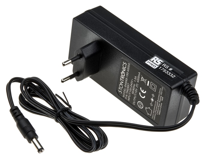 RS PRO RS PRO 60W PlugIn AC/DC Adapter 15V dc Output, 4A Output