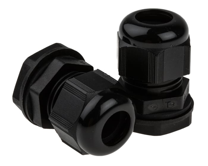 Alpha Wire FIT Wire Management Series Black PA 6 Cable Gland, M20 Thread, 6mm min., 12mm max., IP66, IP68