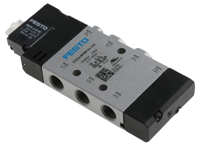 Festo 5/2 Solenoid Pilot Valve - Electrical G 1/8 CPE Series 24V dc, 196941