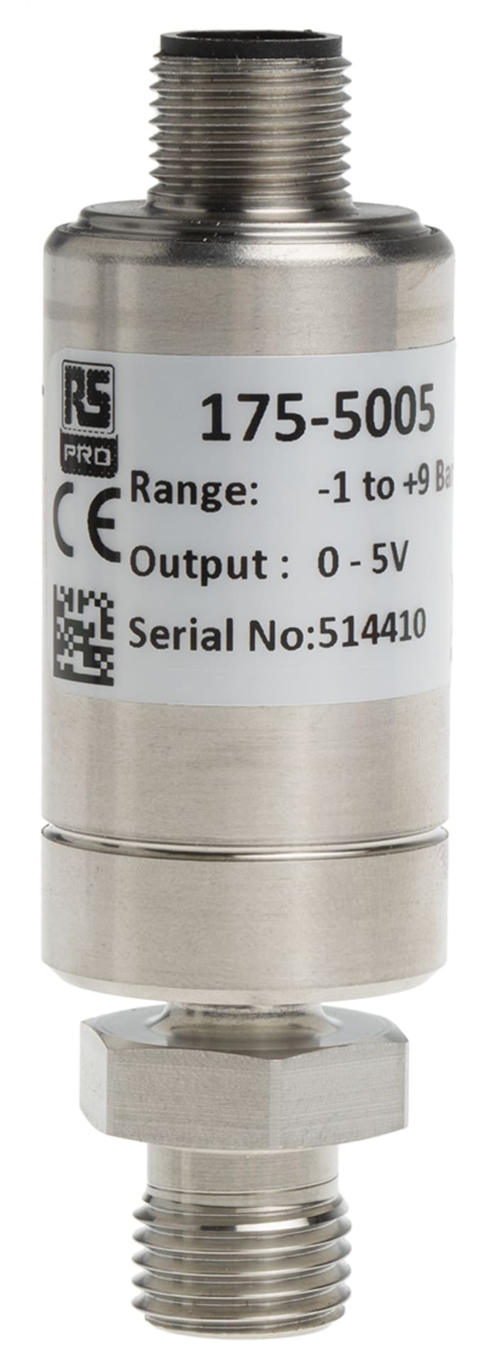 RS PRO Pressure Sensor, -1bar Min, 9bar Max, Analogue Output, Relative Reading