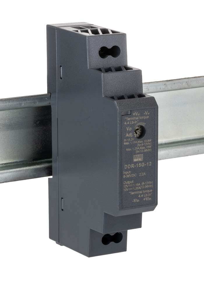 MEAN WELL DDR-15 DC-DC Converter, 12V dc/ 1.25A Output, 15W, DIN Rail Mount, +85°C Max Temp -40°C Min Temp