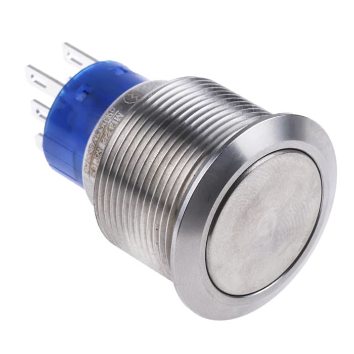 RS PRO Push Button Switch, Momentary, Panel Mount, 22.2mm Cutout, DPDT, 250V ac, IP67