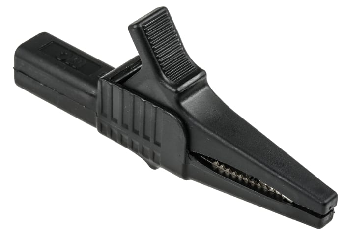 Staubli Crocodile Clip 4 mm Connection, Brass Contact, 32A, Black