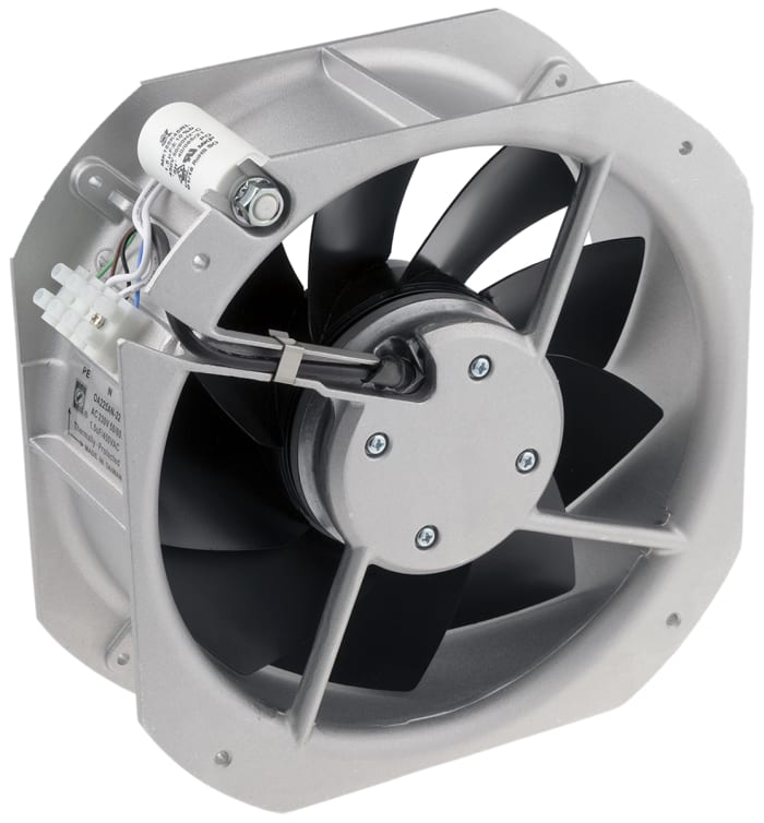 Ventilateur axial RS PRO 230 V c.a., 1019.4m³/h, 225 x 225 x 80mm, 80W
