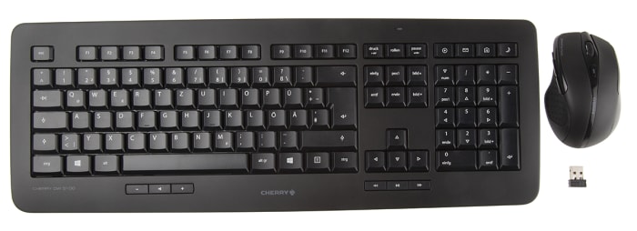 Sada klávesnice a myši, Černá Bezdrátová QWERTZ (němčina) Standardní, USB Cherry