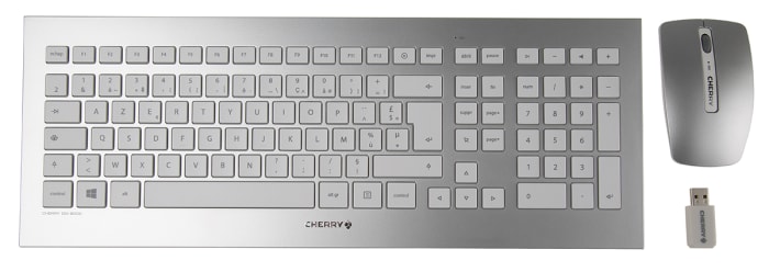 Cherry DW 8000 Wireless Keyboard and Mouse Set, AZERTY, Silver