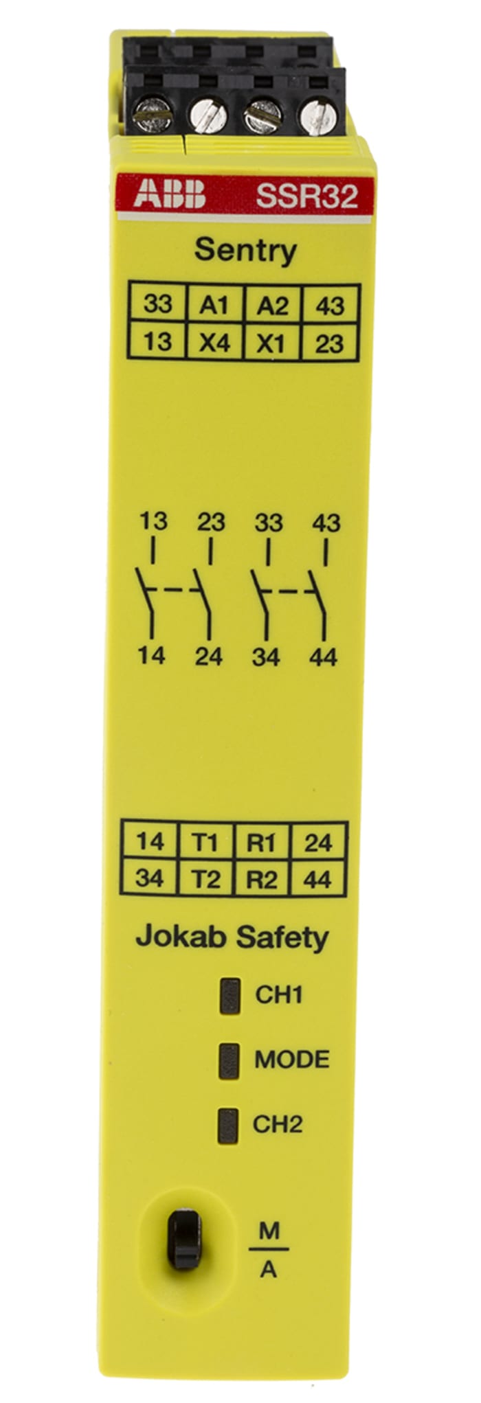 Relais de sécurité ABB Jokab SSR32, 24V c.c., 2 canaux, 4 contacts de sécurité