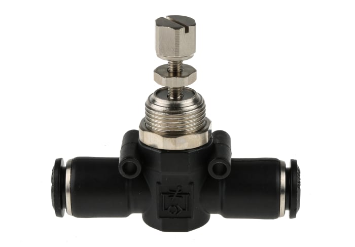 RS PRO Tube Flow Regulator, Push In 8mm Tube Inlet Port x Push In 8mm Tube Outlet Port