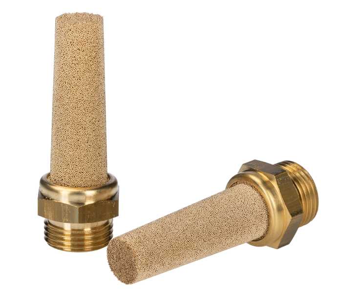 RS PRO Brass 12bar Pneumatic Silencer, Threaded, G 3/8 Male