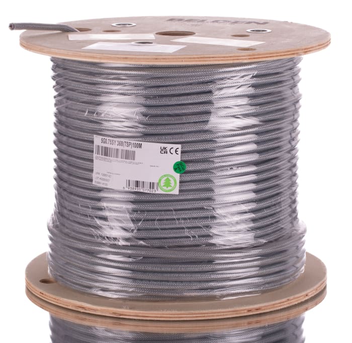 Belden 5GBSY Control Cable, 5 Cores, 0.75 mm², SY, Screened, 100m, Grey PVC Sheath