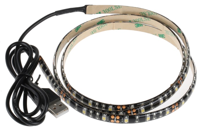 RS PRO 12V White LED Strip Light, 5500 → 7000K Colour Temp, 1m Length