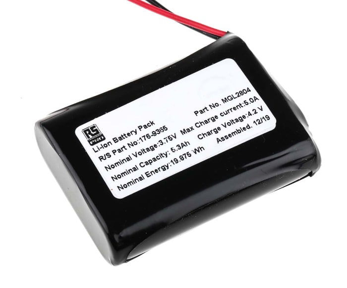Batería recargable de Ión-Litio, 3.6V, 5.3Ah, , 1 celda celdas, terminación en cable