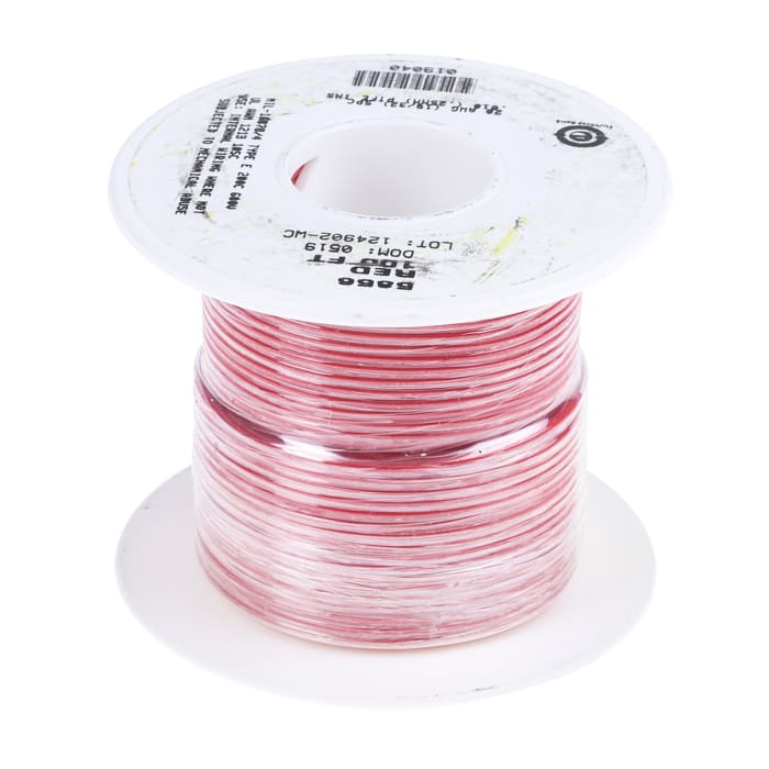 Alpha Wire Hook-up Wire TEFLON Series Red 0.62 mm² Hook Up Wire, 20 AWG, 19/0.20 mm, 30m, PTFE Insulation, 5856 RD005