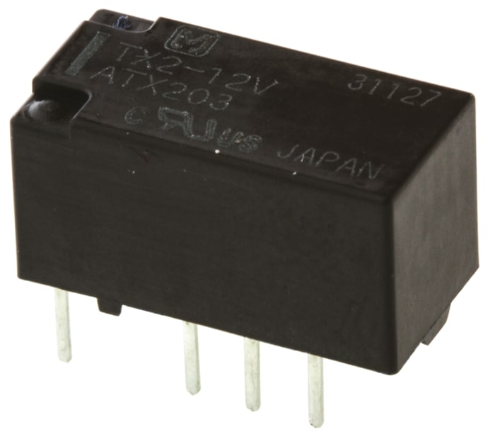 Panasonic DPDT Non-Latching Relay PCB Mount, 12V dc Coil, 2 A