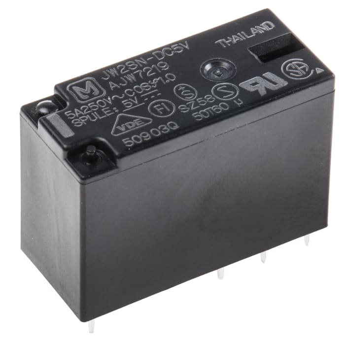 Panasonic PCB Mount Non-Latching Relay, 5V dc Coil, 5A Switching Current, DPDT