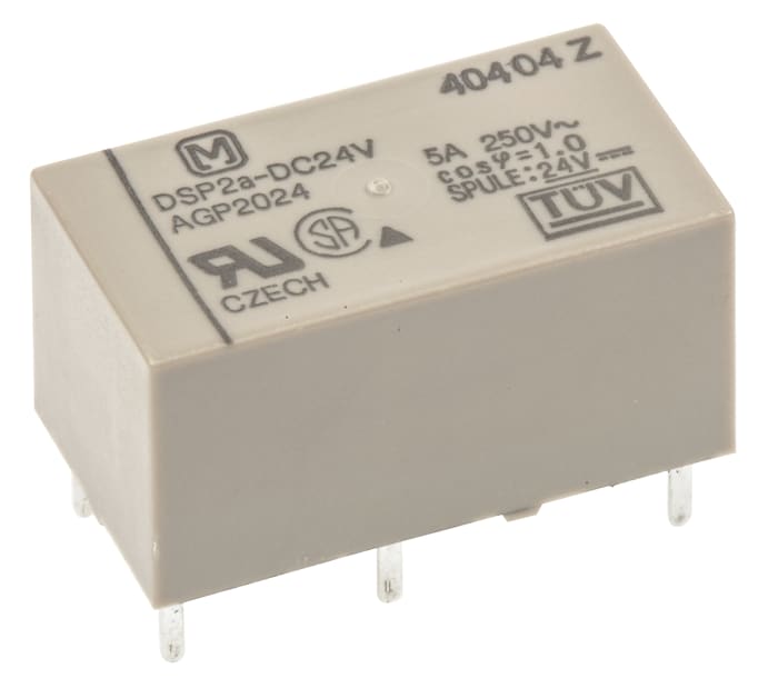 Panasonic PCB Mount Power Relay, 24V dc Coil, 5A Switching Current, DPST