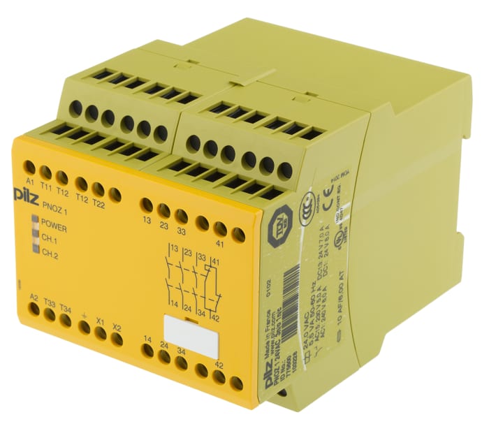 Pilz PNOZ X PNOZ 1 Emergency Stop Safety Relay, 24V ac, Dual-Channel, 3 Safety Contacts