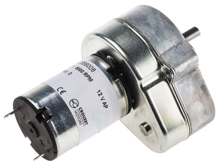 Crouzet Brushed Geared DC Geared Motor, 3 W, 12 V dc, 2 Nm, 13 rpm, 6mm Shaft Diameter