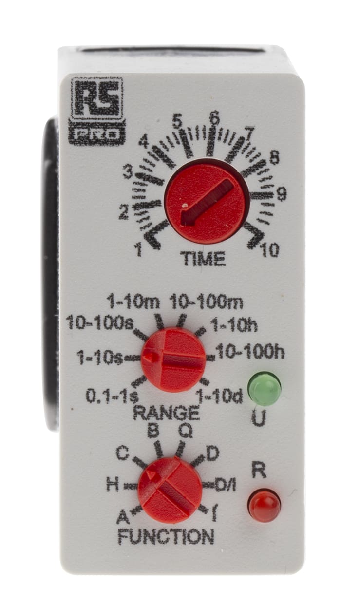 RS PRO Plug In Timer Relay, 12 → 240V ac/dc, 0.1 s → 100days, DPDT