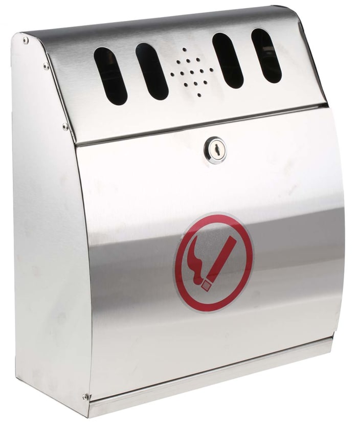 RS PRO Stainless Steel Wall Mounting Outdoor Ashtray, 130mm x 310mm x 280mm