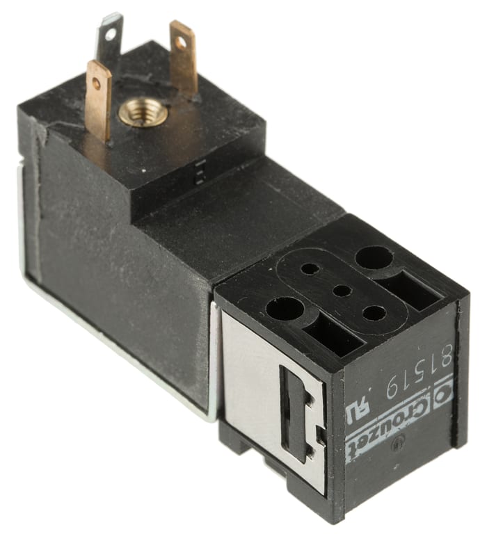 Electrodistributeur pneumatique Crouzet série 81 fonction 3/2, Bobine/Ressort, 24V c.c.