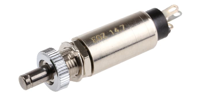 EOZ Push Button Switch, Momentary, Panel Mount, 6.35mm Cutout, SPDT