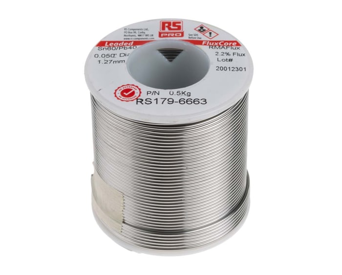 RS PRO 1,2mm Kurşunsuz Lehim, 500g, Erime Noktası: +183°C, Kalay Y: 55 → 65%, Kurşun Y: 35 → 45%