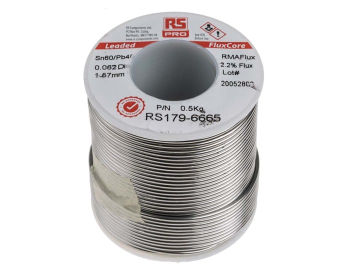 RS PRO 1.57mm Kurşunsuz Lehim, 500g, Erime Noktası: +183°C, Kalay Y: 55 → 65%, Kurşun Y: 35 → 45%