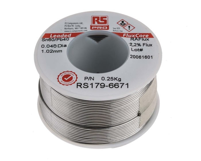 RS PRO Wire, 1mm Lead solder, 183°C Melting Point