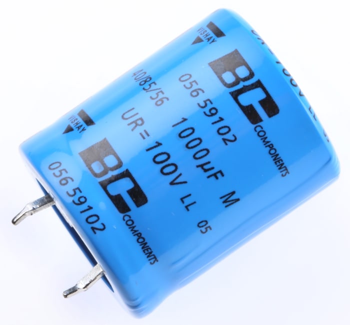 Vishay 1000μF Aluminium Electrolytic Capacitor 100V dc, Snap-In - MAL205659102E3