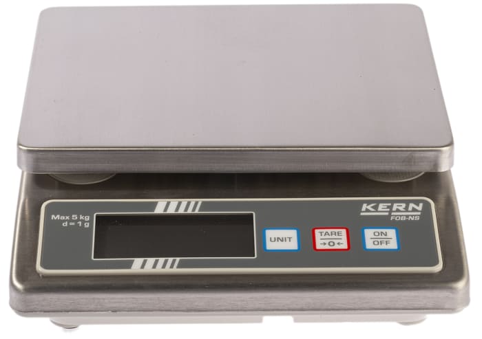 Balance Kern Fob 5k3ns 5kg Balance De Table [Kern FOB 5 K-3ns] Acier Inoxydable Balances Compacte Avec à La Poussière Et Les Projections D'eau IP65, Capacité [Max] : 5 Kg, Graduation [d