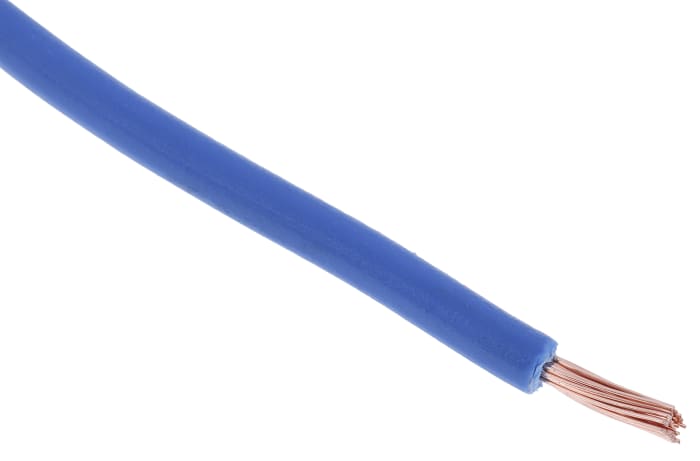 Cable de conexión RS PRO, área transversal 0.5mm² Filamentos del Núcleo 16/0.2 mm Azul, 1 kV dc, 600 V ac, long. 100m,