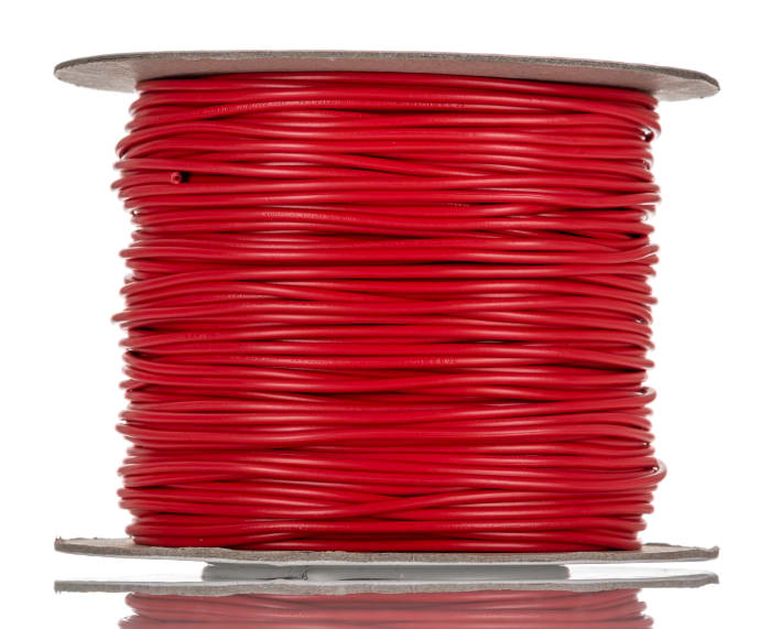 RS PRO Red 0.5mm² Hook Up Wire, 22AWG, 16/0.2 mm, 100m, PVC TI3 Insulation