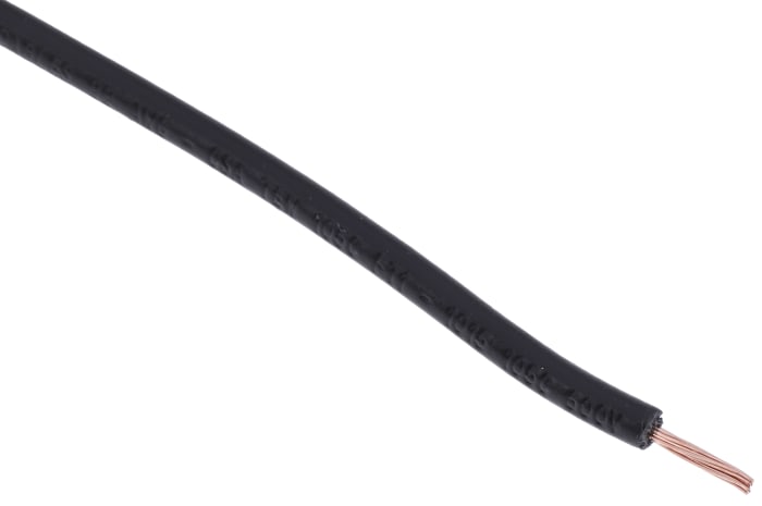 RS PRO Black 0.75mm² Hook Up Wire, 20AWG, 24/0.2 mm, 100m, PVC TI3 Insulation