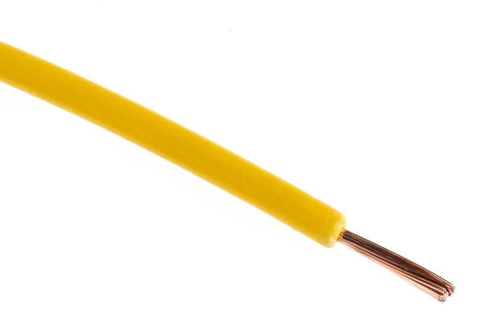 RS PRO Yellow 0.75mm² Hook Up Wire, 20 AWG, 24/0.2 mm, 100m, PVC TI3 Insulation